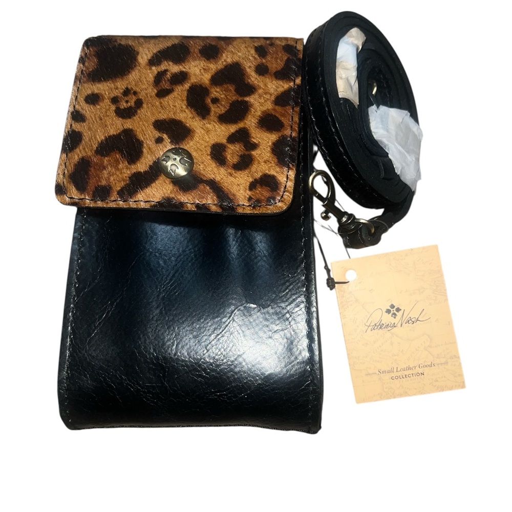Patricia Nash Leopard and Black Leather Crossbody NWT.
